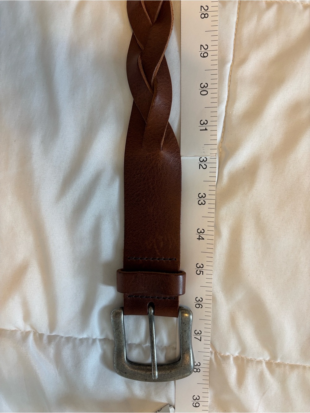 Express Brown Braided Leather Belt with Silver Buckle